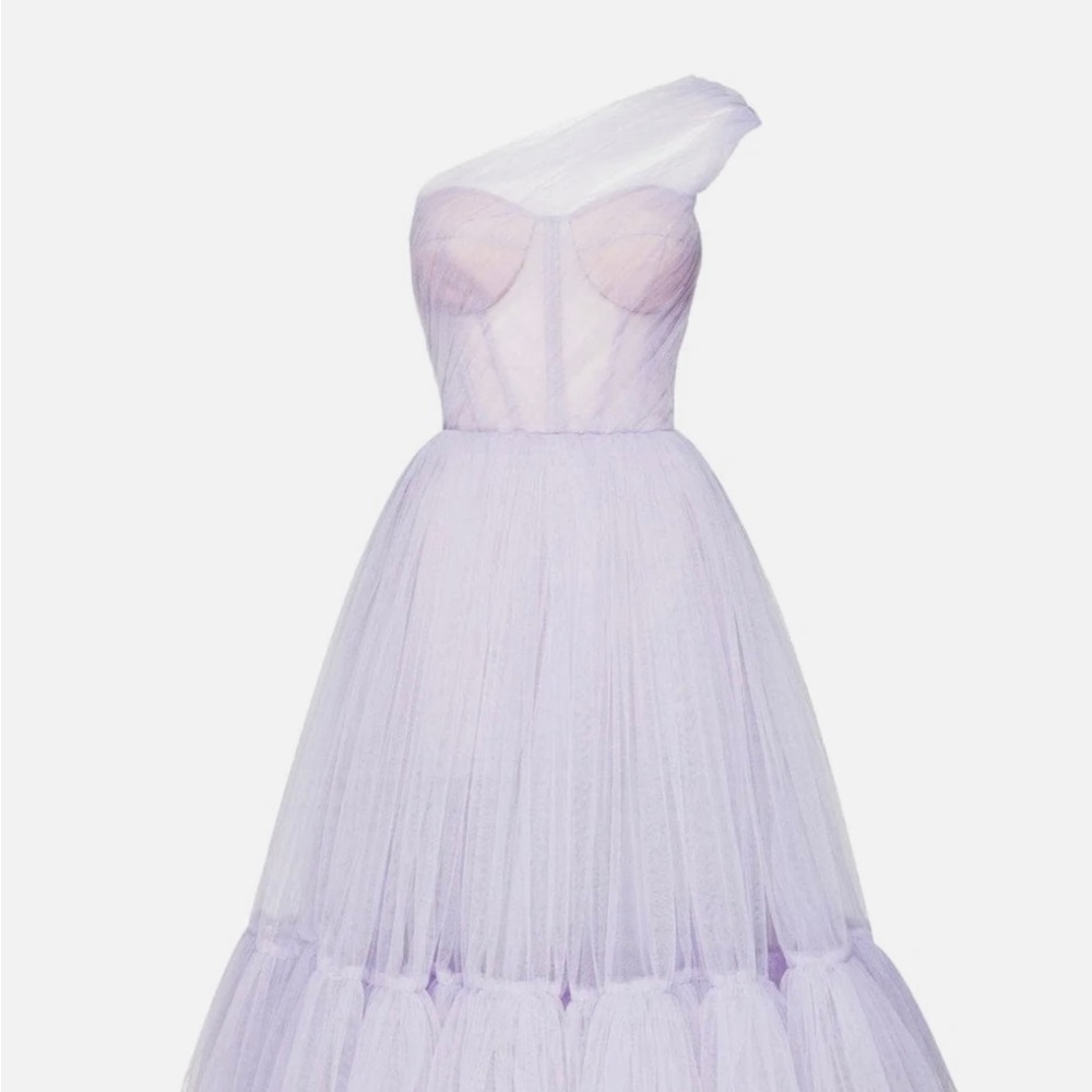 Milla London lavender tulle one shoulder dress